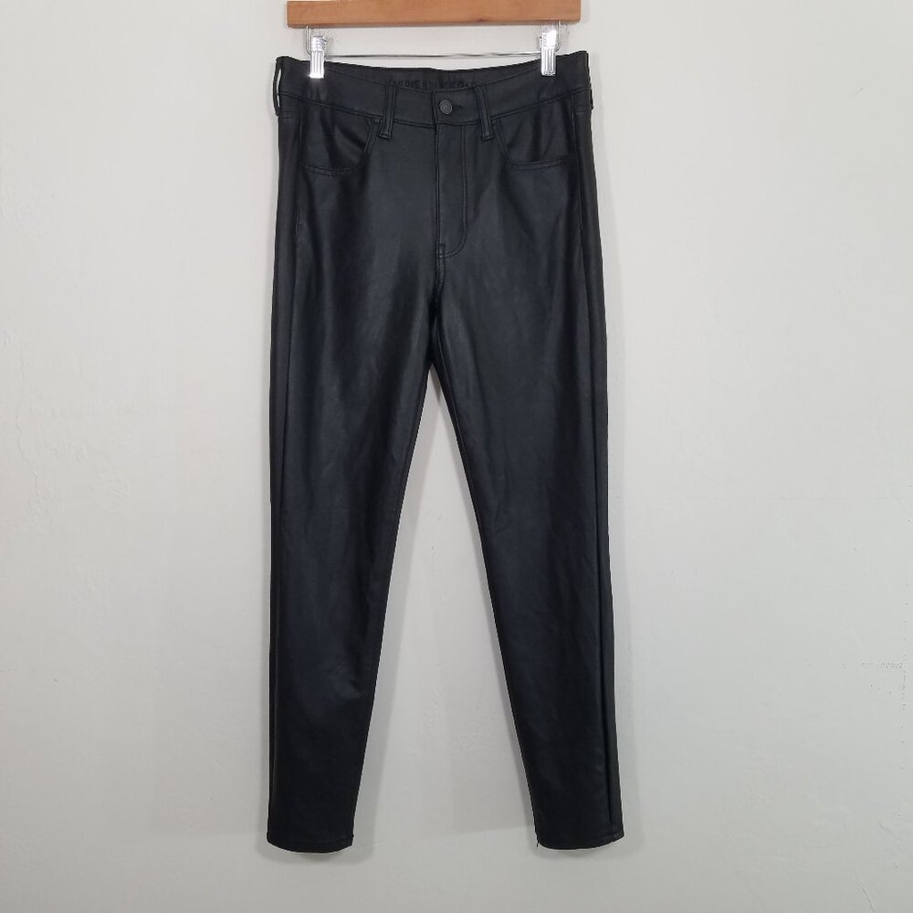American Eagle Faux Leather High Rise Jegging Pants Black Size 10
